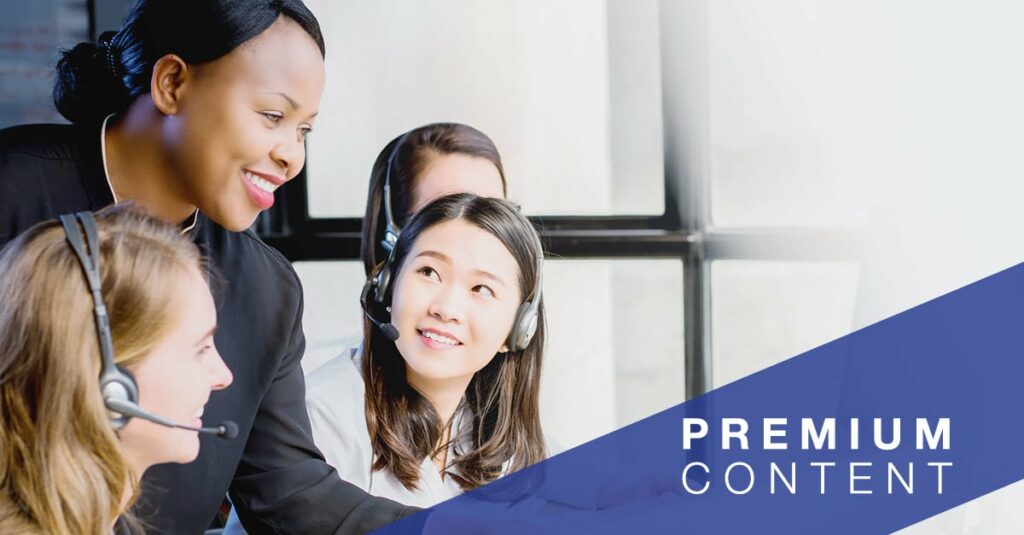 Friendly black businesswoman supervisor working with her team in call center