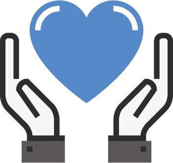 Hands holding heart signaling affinity and a welcoming workplace culture