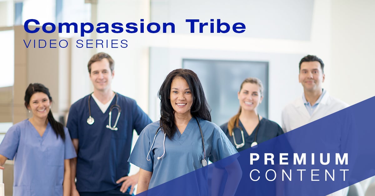 Enthusiastic care team with compassion tribe video series branding