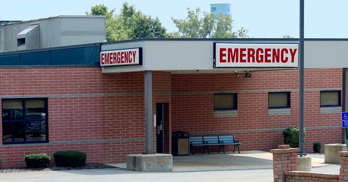 Emergency room entrance in rural town