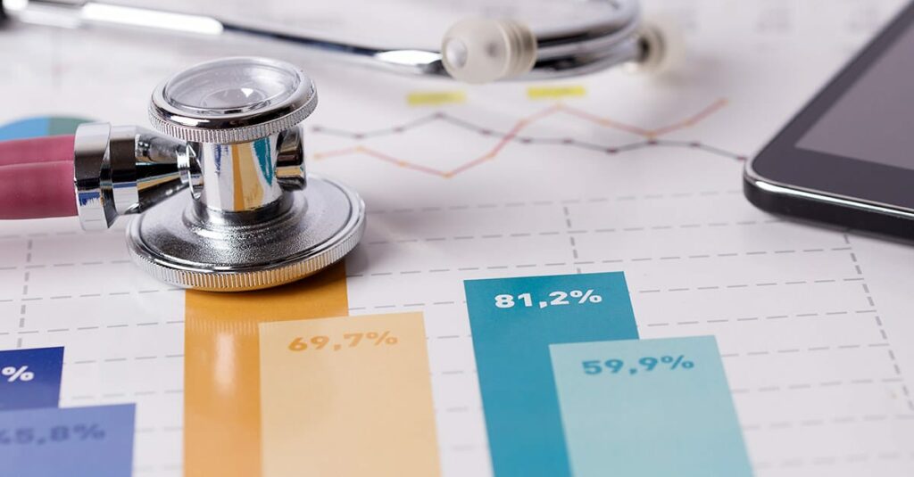 Stethoscope on top of HCAHPS data chart