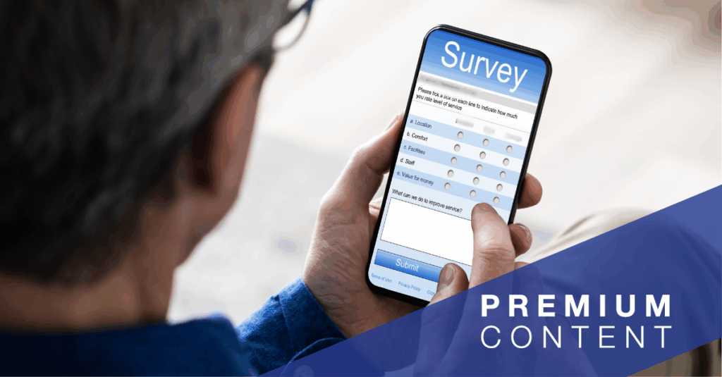 Patient completing survey on phone