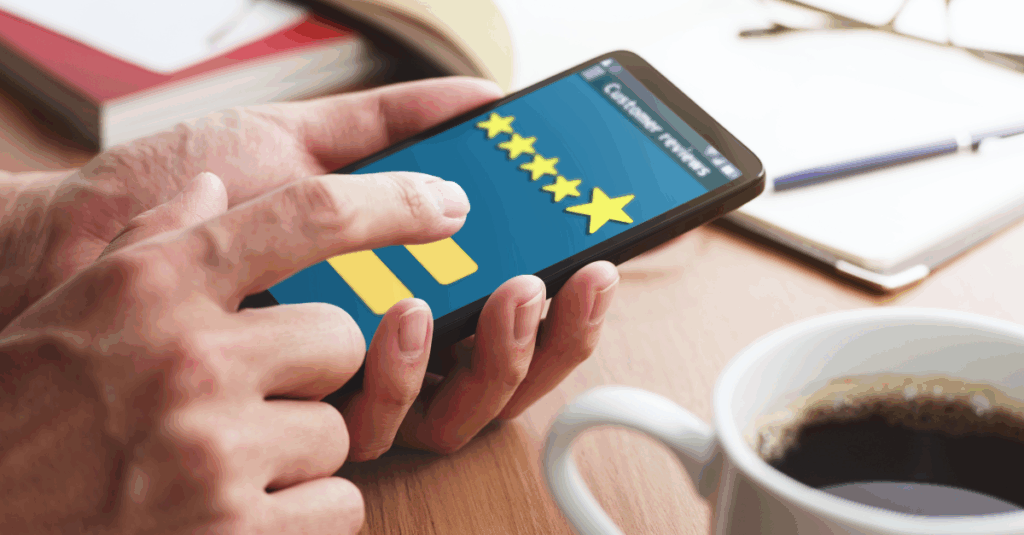 Star ratings on a phone