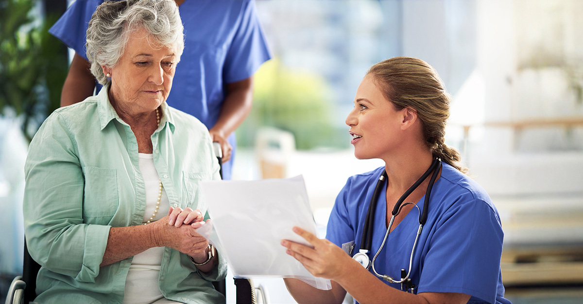 Patient receiving recovery instructions upon discharge.